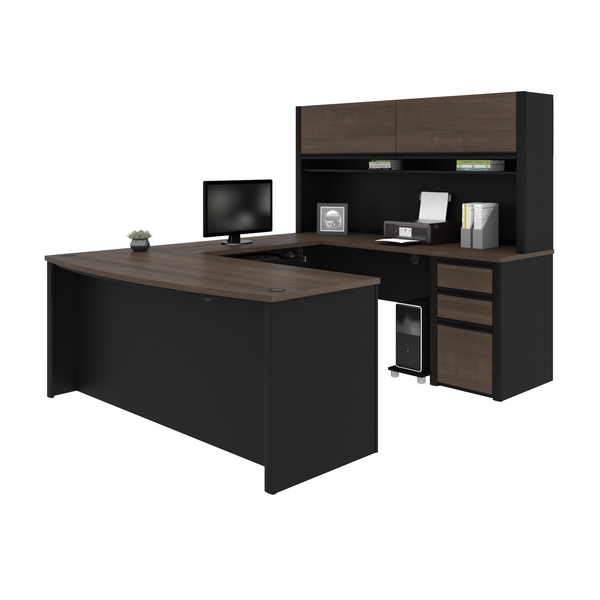 Bestar Connexion U-Shaped Workstation, Antigua/Black 93879-000052